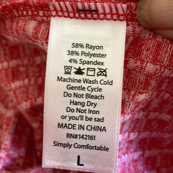 LuLaRoe Open Front Long Sleeveless Heatherd Red Joy Duster Size Large - Picture 9 of 10